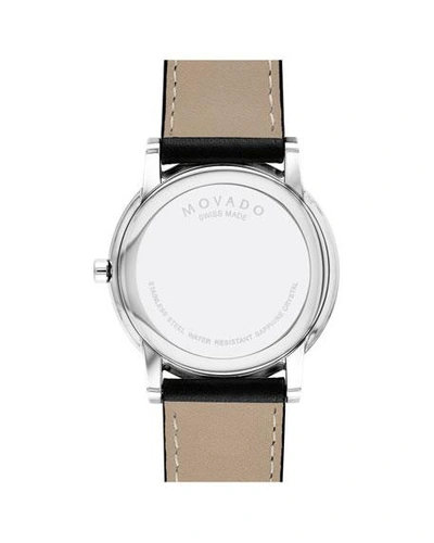 Shop Movado Men's 40mm Ultra Slim Watch With Leather Strap Black Museum Dial