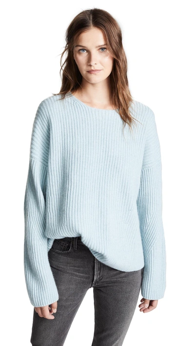 Shop Le Kasha Seoul Open Back Cashmere Sweater In Light Blue