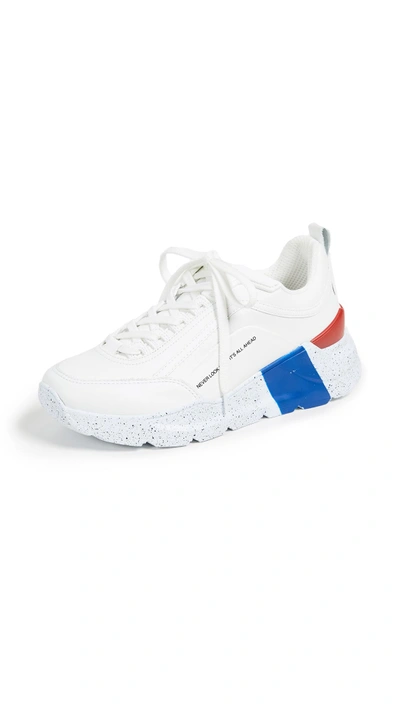 Shop Msgm Hiking Trainer Sneakers In Optical White/red/blue