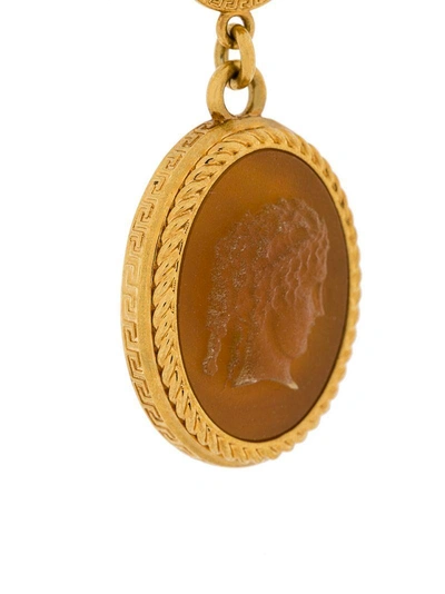 Shop Versace Cameo Earrings In Metallic