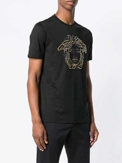 Shop Versace Embellished Medusa T-shirt - Black