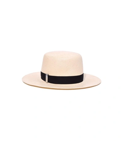 Shop Gigi Burris White/black Ashley Boater Hat