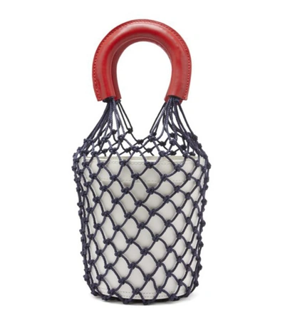 Shop Staud Moreau Macrame And Leather Bucket Bag In Red