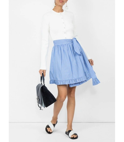 Shop Stella Mccartney Striped Ruffle-trimmed Skirt In Blue