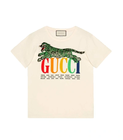 Shop Gucci Oversize T-shirt With  Cities And Tiger In Multi