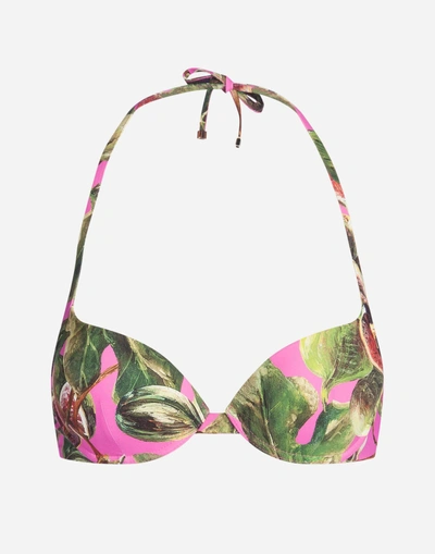 Shop Dolce & Gabbana Printed Balconette Bikini Top In Fuchsia