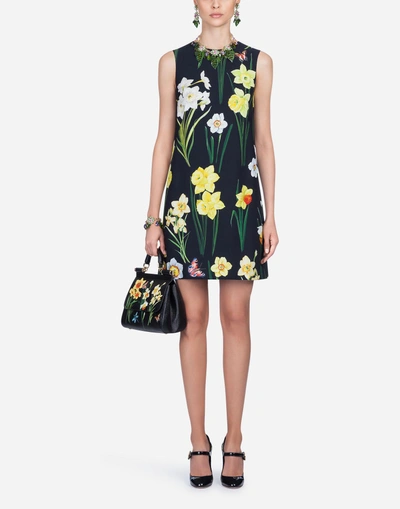 Shop Dolce & Gabbana Printed Cady Dress In Floral Print