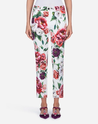 Shop Dolce & Gabbana Peony-print Cady Pants In Floral Print