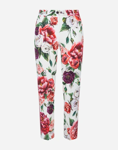 Shop Dolce & Gabbana Peony-print Cady Pants In Floral Print