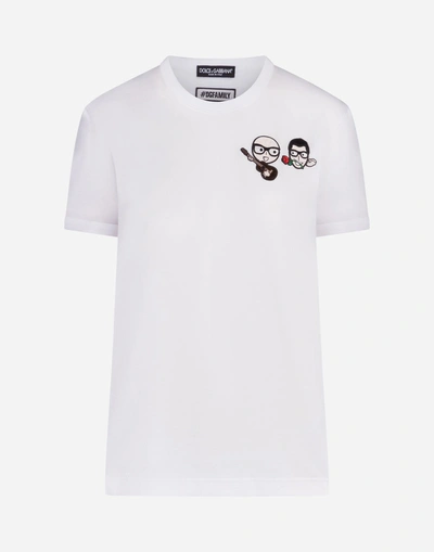 Shop Dolce & Gabbana Cotton T-shirt With Designers' Patches In White