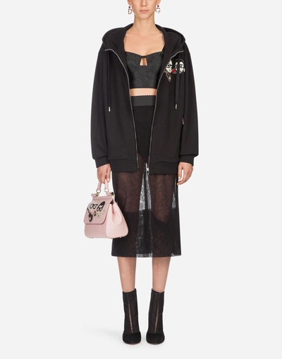 Shop Dolce & Gabbana Cotton Sweatshirt With Patch In Black