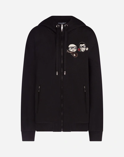 Shop Dolce & Gabbana Cotton Sweatshirt With Patch In Black