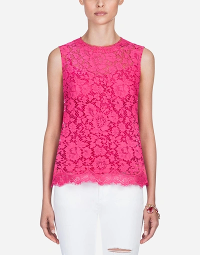 Shop Dolce & Gabbana Lace Top In Purple