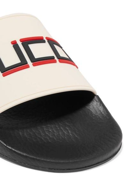 Shop Gucci Logo-embellished Rubber Slides