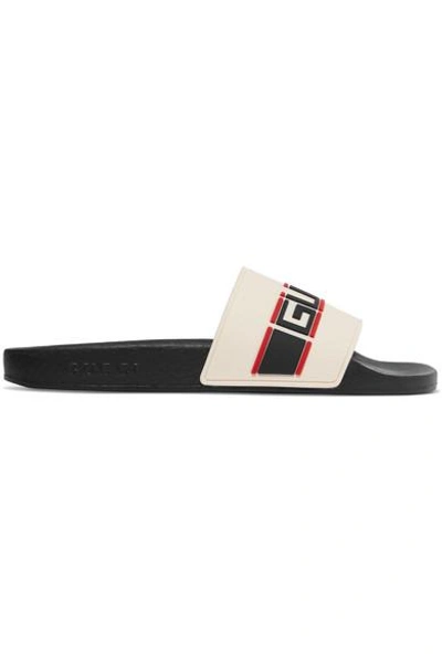 Shop Gucci Logo-embellished Rubber Slides