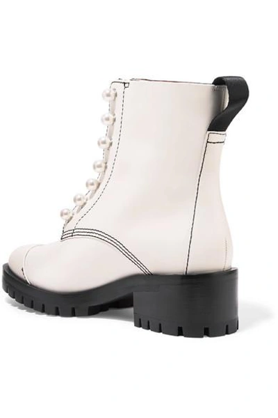 Shop 3.1 Phillip Lim / フィリップ リム Hayett Faux Pearl-embellished Leather Ankle Boots In White