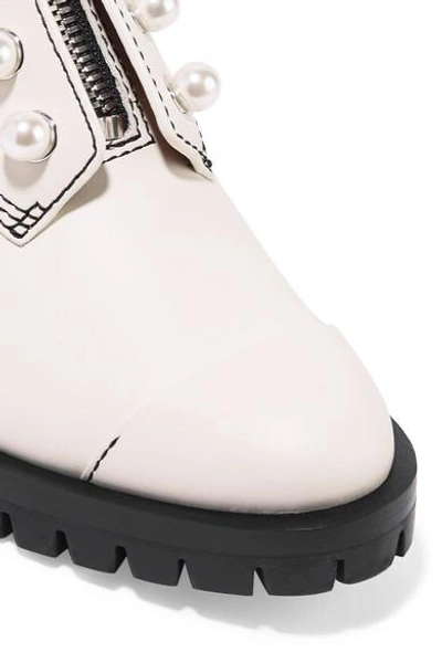 Shop 3.1 Phillip Lim / フィリップ リム Hayett Faux Pearl-embellished Leather Ankle Boots In White