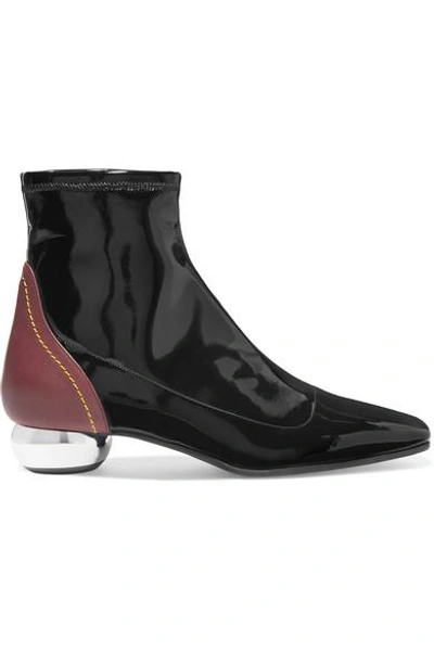 Shop Ellery Smooth And Patent-leather Ankle Boots In Black