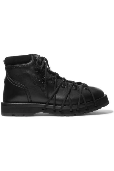 Shop Moncler Genius 6 Noir Kei Ninomiya Suede-trimmed Leather Ankle Boots In Black