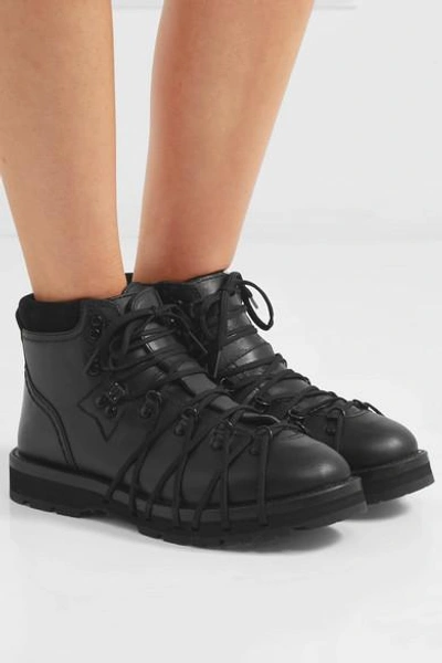 Shop Moncler Genius 6 Noir Kei Ninomiya Suede-trimmed Leather Ankle Boots In Black