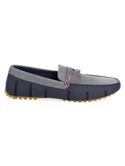 Shop Swims Waterproof Penny Lux Loafer Drivers In Navy Grey Gum