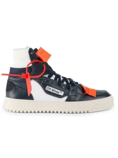 Shop Off-white Off-court Tumbled Leather Sneakers In Blue White