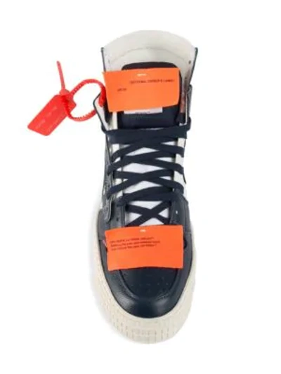 Shop Off-white Off-court Tumbled Leather Sneakers In Blue White