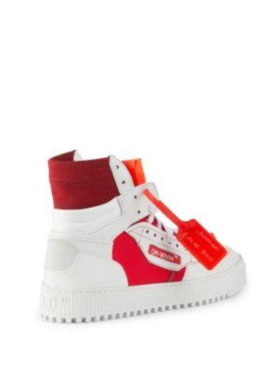 Shop Off-white Off-court Tumbled Leather Sneakers In White Red