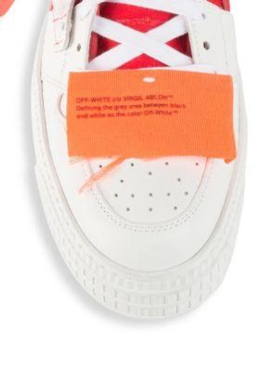 Shop Off-white Off-court Tumbled Leather Sneakers In White Red