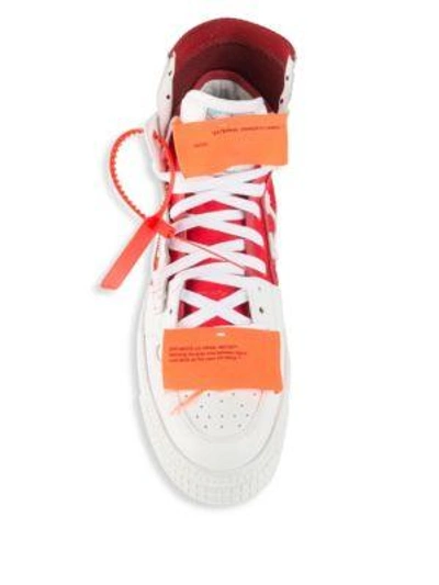 Shop Off-white Off-court Tumbled Leather Sneakers In White Red