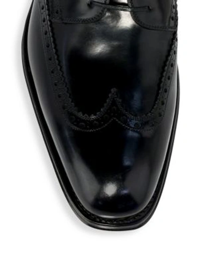 Shop Ferragamo Bryant Lace-up Leather Derbys In Black