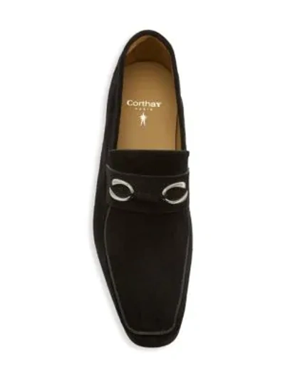 Shop Corthay Cannes 2 Black Suede Loafer With Silver Finished Double C Logo Hardware