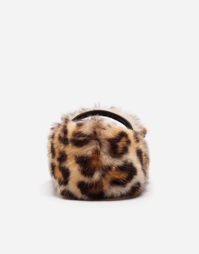 Shop Dolce & Gabbana Ballet Flats In Leopard Faux Fur With Jewel Button In Leopard Print
