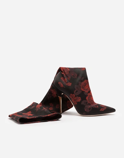 Shop Dolce & Gabbana Jacquard Jersey Boots In Multicolor