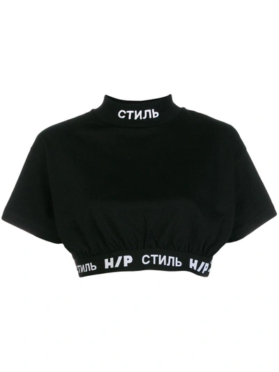 Shop Heron Preston Cyrillic Script Cropped Top