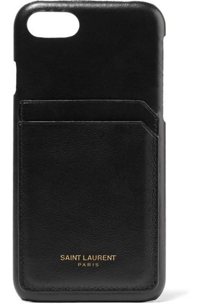 Shop Saint Laurent Printed Textured-leather Iphone 8 Case In Black