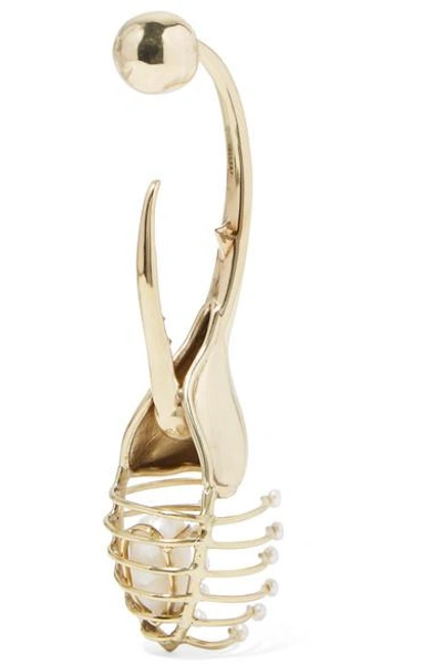 Shop Ellery O'keefe Beetle Gold-plated Pearl Earrings