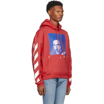 Shop Off-white Red Diagonal Bernini Over Hoodie In 2030 Red/bl