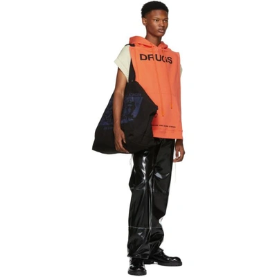 Shop Raf Simons Orange 'drugs' Panel Hoodie