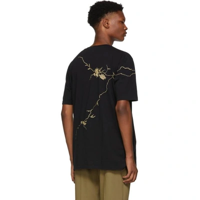 Shop Haider Ackermann Black Floral Embroidered T-shirt In Awuna Black