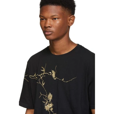 Shop Haider Ackermann Black Floral Embroidered T-shirt In Awuna Black