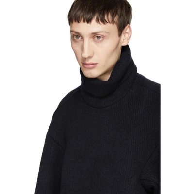 Shop Hed Mayner Navy Thick Wool Turtleneck Sweater