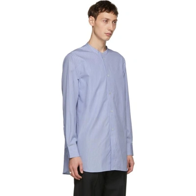 Shop Studio Nicholson Blue Stand Collar Shirt