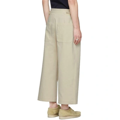 Shop Studio Nicholson Beige Suedehead Trousers In Cream