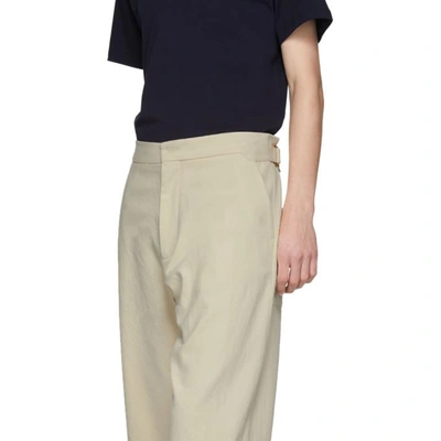 Shop Studio Nicholson Beige Suedehead Trousers In Cream