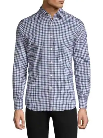 Shop Canali Modern-fit Check Sport Shirt In Blue