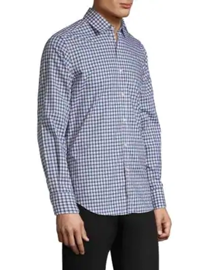 Shop Canali Modern-fit Check Sport Shirt In Blue