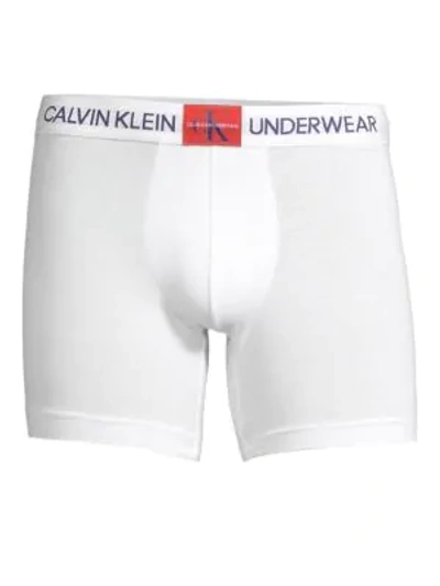 Shop Calvin Klein Underwear Monogram Stretch-cotton Boxer Brief In White