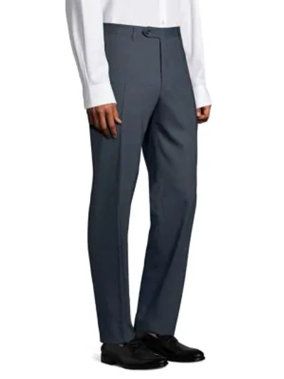 Shop Canali Stretch Wool Trousers In Blue