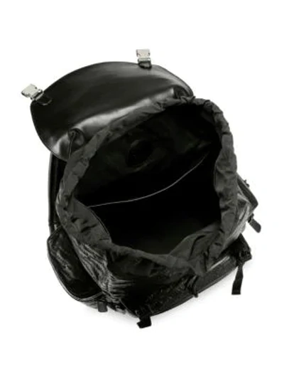Shop Bally Animal Print Backpack In Black
